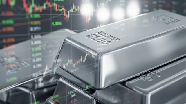 Silver Bars Stock Market Trading Overlay Finance Investment