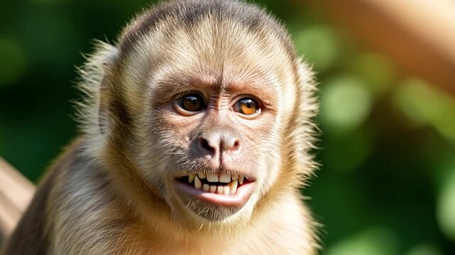 Monkey expressive smile showing happy positive emotion