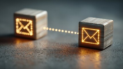 A glowing connection between sender and receiver icons illustrated in a modern design.