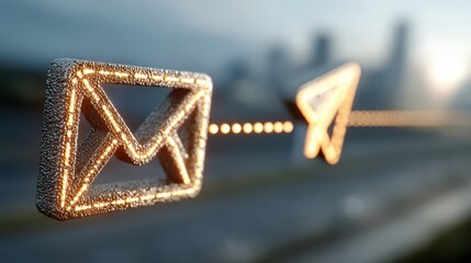 A glowing connection between sender and receiver icons, symbolizing communication.