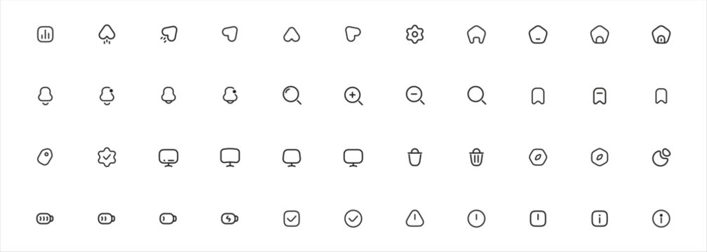 Set of clean line art icons for web and app interface design elements