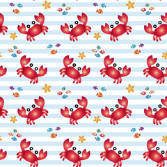 Seamless Pattern of Crabs and Sea Life Wallpaper Hand Drawn Style