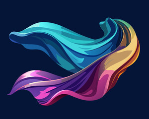 Abstract visual of silk fabric flowing in the air like waves.