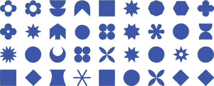 Blue geometric shapes on white background pattern abstract