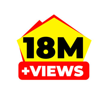 18M Views Digital Boost Counter PNG, Audience Engagement Badge Graphic, Engagement Highlight Label Design, Trending Tag Icon, Viewer Stats Sticker PNG, Real Impact Symbol