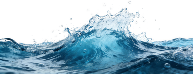 Dynamic blue ocean waves with splashes and bubbles, showcasing fluid motion and natural aquatic energy in a vibrant, abstract marine scene.