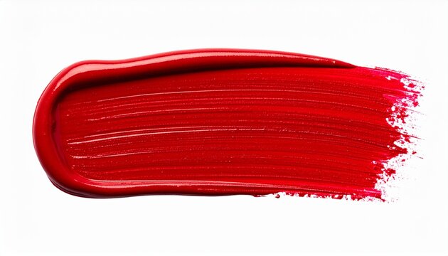 Red stroke of paint isolated on transparent background