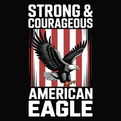 Bald Eagle with Red and White Striped Background and Text