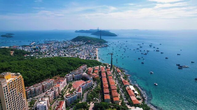Cinematic footage taken with a drone from Sunset town, Phu Quoc, Vietnam.