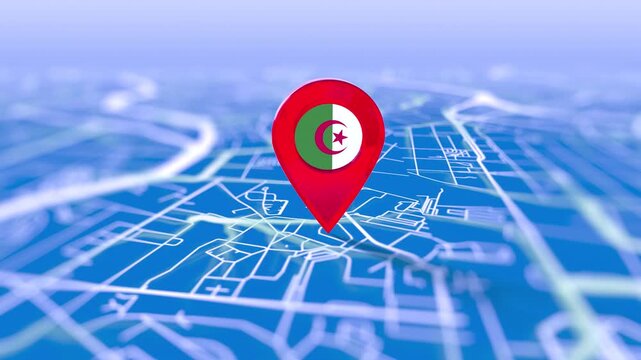 Algeria Flag Pin Location On Digital Map Revealing By Cloth