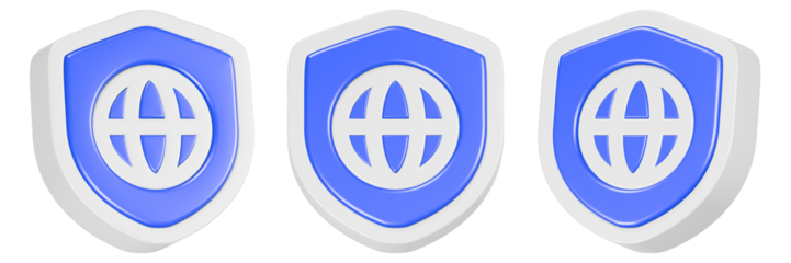 web shield icon 3d render blue color