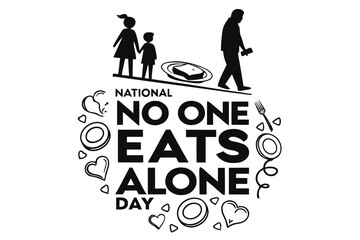 No One Eats Alone Day Vector Illustration, Social Connection and Togetherness Concept Design