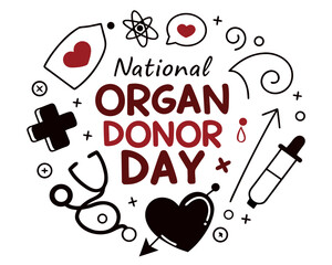 National Organ Donor Day Vector Illustration, Organ Donation Awareness and Life Saving Concept Graphic