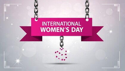 International women s day celebration with pink ribbon and chain high quality professional detailed modern elegant stylish clean crisp vibrant colorful