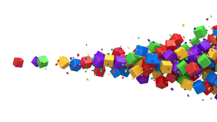 Colorful Cubes and Confetti Explosion