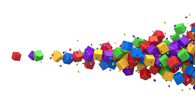 Colorful Cubes and Confetti Explosion - Powered by Adobe