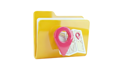 Folder with map and location pin icon