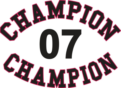 Vintage collegiate champion 07 design for sports teams and achievement celebration