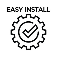 Easy install graphic featuring a black gear icon with a white checkmark inside