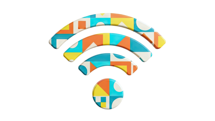 Geometric Wifi Symbol with Retro Color Palette
