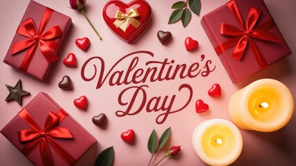 Valentine's Day celebration with gifts and romantic decorations