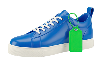 Blue Sneaker with Green Tag