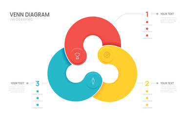 3 steps business success Venn diagram infographic chart template. 3 options presentation and icon elements.