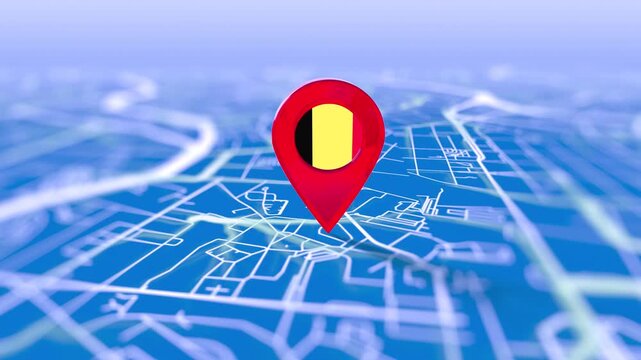 Belgium Flag Pin Location On Digital Map Revealing By Cloth