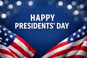 Fototapeta premium Happy presidents day celebration with american flags and bokeh lights high quality professional detailed modern elegant stylish clean crisp vibrant colorful