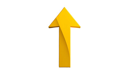 A bright golden upward arrow, set against a stark black background