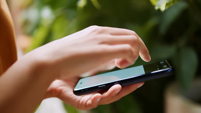  Close-up of Hands Using Smartphone Outdoors