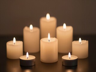 Siete velas encendidas iluminan una escena &iacute;ntima y serena.