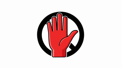 Fototapeta premium Red hand symbol within a black circle, representing a prohibition or stop