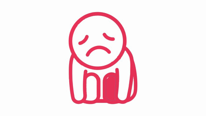 Sad, slumped figure with a downturned mouth, eyes closed, and a highlighted leg