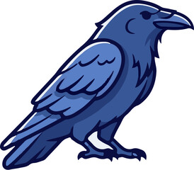Fototapeta premium Stylized blue bird with sharp beak, standing alert, feathered body, distinct silhouette
