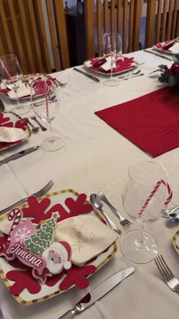 Christmas dinner table decor set with decorations