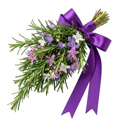 Purple bow with floral wreath
