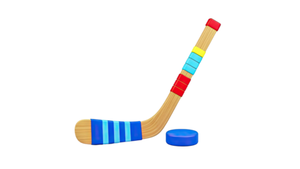 Colorful Hockey Stick and Puck