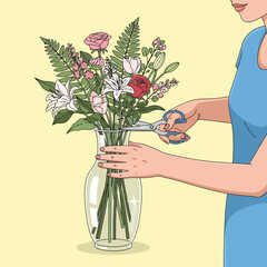 Trimming Stems Flower Arrangement Care