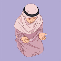 Islamic Person Kneeling in Devotion and Prayer