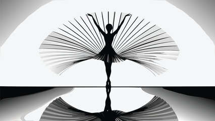 Elegant ballerina in dynamic pose with flowing skirt