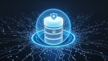Secure database storage with shield protection on transparent background
