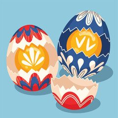 Two Cracked Decorative Easter Eggs