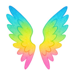 Obraz premium PNG Colorful watercolor angel wings