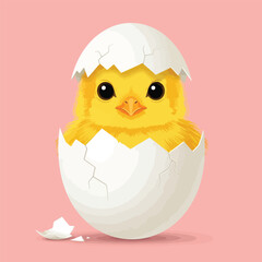 Cute Baby Chick Hatching From Egg
