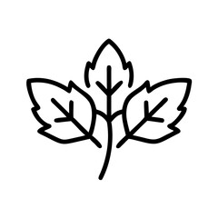 Simple line drawing of green leaves on a white background  