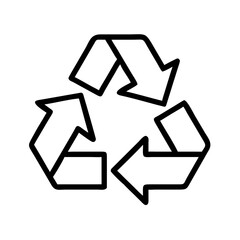 Recycling symbol with arrows in a minimalist style on white background  