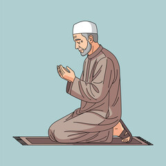 Elderly Muslim Man Praying Making Dua