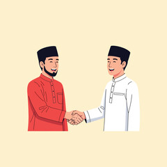Muslim Men Shaking Hands Eid Greeting