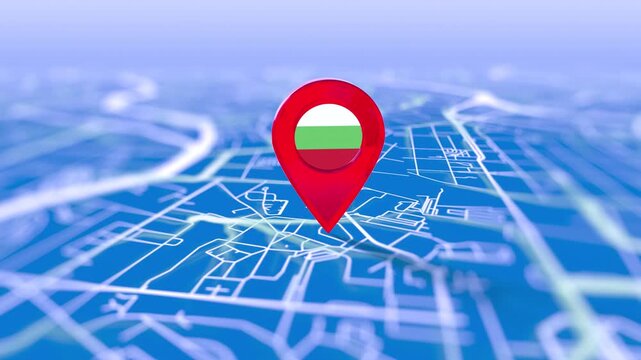 Bulgaria Flag Pin Location On Digital Map Revealing By Cloth